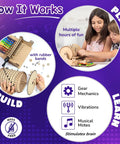 DIY Music Machine Kit For Kids Ages 8 To 14 A Fun Kid Approved Hands On Build It Yourself Musical Toy That Plays Melodies Includes Step By Step Guide Easy To Assemble And Great For Boys And Girls For Hours Of Creative Play. Wooden xylophone kit with gears and kids building a music machine