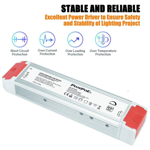 120W Dimmable LED Driver 24V AC To DC Power Supply For Dimming 24V LED Lights And Strips Compatible With Lutron Leviton ABB