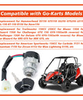 3 Way 3 Wire Rotary Push Button Ignition Switch Kit Replacement For Hammerhead SS150 GTS150 SS250 GTS250 LE150 Trailmaster 150cc 250cc Go Karts And American Sportworks 150cc Karts next to red go-kart