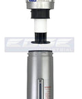 Heavy Duty Built Tough Particulate Filter And In Line Water Trap For Compressed Air Lines showing metal bowl and drain valve.