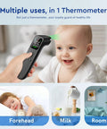Touchless Forehead And Ear Thermometer For Kids And Adults, Instant 1-Second Readings, No-Touch Temperature Checker, Ultra-Accurate To 0.1 Fahrenheit And 0.1 Celsius, Compact And Portable Black used for forehead, milk, and room readings
