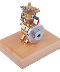 Mini 1.6cc Hit And Miss Four Stroke Gas Engine Model Kit With Visible Piston, Valves, And Flywheel, Authentic Vintage Engine Display For Education, STEM Toy For Adults, Hands-On Physics Experiment And Gift on wooden base