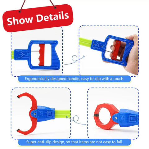 Extendable Claw Grabber Toy For Kids, 15.7 Inch Reach Handheld Grabbing Tool, Grab And Go Cleanup Sidekick For Small Toys And Balls, Indoor Outdoor Play, Safe Durable Grabber That Makes Cleanup Fun