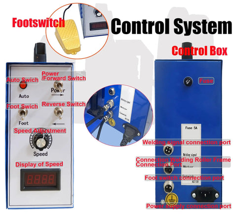 Pipe Welding Rotator For Tanks And Pipes, 2204 Lb Turning Rolls With Linkage control box with footswitch, speed display, and ports
