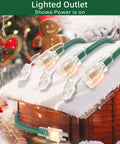 Outdoor Extension Cord 150 Ft With 1 To 3 Splitter, 3 Outlets, 16 AWG, lighted plug, snow-covered cabin background