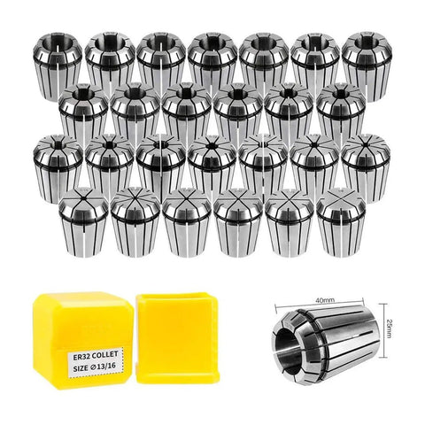 Precision Spring Collet Chuck Kit Handles Milling Engraving For ER25 ER32 Tool Spindle Motor Handle With 0.008mm Accuracy Fit CNC Lathe Machine And Workpiece Clamping Power with multiple ER32 collets.