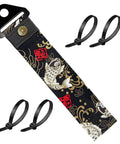 Sick JDM Koi Fish Racing Tow Strap with premium leather wrap, 2.1 x 11.2 inch, heavy gauge nylon, includes mounting clips.