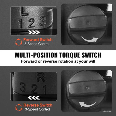 Multi-position torque switch for Rugged Pro-Level 1 Inch Pneumatic Impact Wrench with forward and reverse functions.