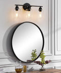 Black 3 Light Vanity Light Fixture Set With Clear Glass Shades Modern Farmhouse Bathroom Lighting Over Mirror Sleek Black Vanity Lights For Bathroom Hallway Or Living Space Dope Look