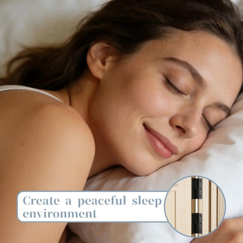 Woman sleeping peacefully with Two Pack Copper Lift Off Cabinet Door Hinges Two Point Four Inch Right Handed Slip Joint Black Butt Hinges inset