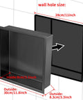 12x12 Inch Brushed Stainless Steel Shower Niche Recessed Caddy Bathroom Shelf Insert Fits 11x11 Wall Opening diagram