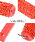 Close-up of Decorative Texture Roller With Handle for Faux Wood Wall Finish Painting, showcasing the textured rubber surface and sturdy handle.