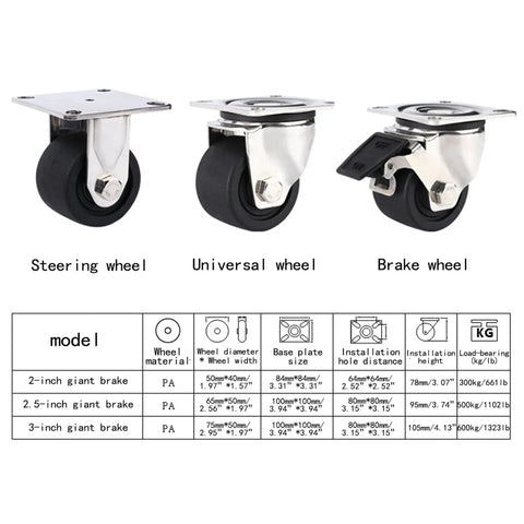Set Of 4 Heavy Duty Swivel Casters With Locking Brakes 3 Inch Universal Wheels Perfect For Furniture And Metal Shelving Tough As Nails Rolls Smooth Holds Weight Like A Champ Snaps On Fast
