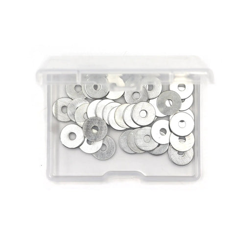 20 Pieces M12 Fender Flat Washers 40mm Outer Diameter 3mm Thick Zinc Plated Carbon Steel displayed in a clear box