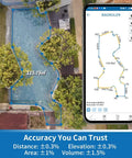 Digital Measuring Wheel With Smart App To Walk And Measure Distance And Area Across Gnarly Terrain No Tape Drama Just Pure Precision For Daily Grind Jobs And Quick Fixes shown measuring pool area with app details