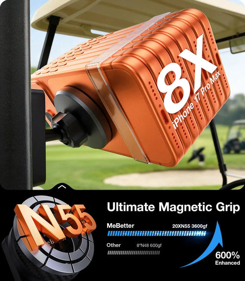 Orange Magnetic Golf Cart Phone Holder With 28 Strong Magnets, Military-Grade Durability, Fits EZGO Yamaha Club Car