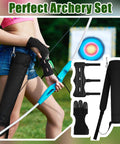 Three Piece Archery Set With Leather Padded Arm Guard Three Finger Hunting Gloves And Quiver Hip Bag for Beginners