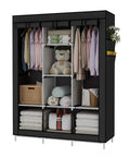 Dope Space Saver Portable Wardrobe Closet Organizer with non woven fabric cover, six shelves, two hanging sections, black