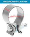 Two Pack Stainless Steel Exhaust Clamp 2.5 Inch Narrow Band Muffler Seal For Exhaust System Car Accessories Heavy Duty 304