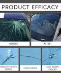DIY Windshield Crack Repair Kit for Cars and Glass, 2025 Advanced Cracks Gone Glass Repair Kit before and after results on windshield