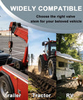 Tire valve stems, 50-pack TR600HP, heavy-duty rubber snap-in, for trailers, tractors, and RVs.