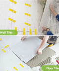 1/8 Inch Tile Leveling Clips Kit 1000pcs Leveler Spacers used for wall and floor tile installation, yellow clips visible.