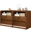 Sleek Nightstand Set Of Two Killer Bedside Table With Built In Charging Station LED Mood Light And Dead Simple Lockable Drawer with books and decor