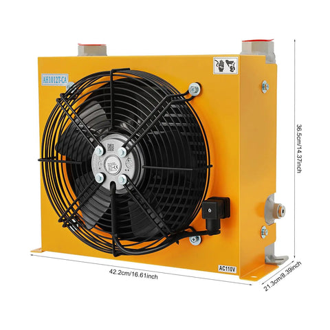 110V Beefed Up Hydraulic Oil Cooler With 100 L Per Minute Flow And 5 Point 6 Kilowatt High Performance Aluminum Heat Exchanger Driven By AC Motor For Hydraulic Systems CNC Machinery And Construction Equipment 20 Bar Working Pressure
