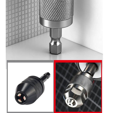 Hex Quick Change Drill Chuck With 3 Jaw Grip Hardened Steel Build Quick Lock Shank for fast bit swaps in woodworking metalworking