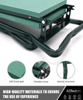 Close-up of folded All In One Garden Stool And Kneeler Set showing EVA pad, flexible screw, and metal structure support.