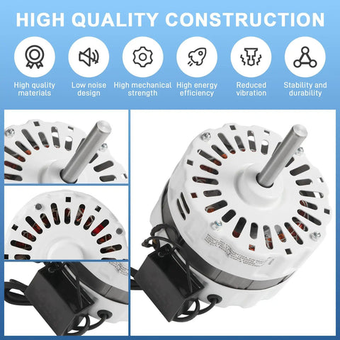 Direct Fit Attic Fan Motor Replacement 120V 1500 RPM showing close-up of high-quality construction and ventilation features.