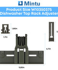 Dishwasher Top Rack Adjuster Replacement Part Universal Fit For Popular Models dimensions diagram for easy install