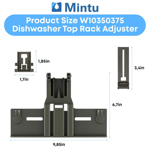 Dishwasher Top Rack Adjuster Replacement Part Universal Fit For Popular Models dimensions diagram for easy install