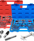 80 Piece Pro Grade Tap And Die Set With Metric And SAE Threading Tools Includes Wrenches Die Stock Thread Gauge Screwdriver And Carry Case