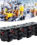 Heavy Duty Leveling Caster Set Rock Solid Adjustable Metal Composite Wheels Four Pack, showcasing smooth-running casters ideal for workshops.