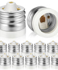 Ten Pack Top Shelf Ceramic Mogul E39 To E26 Socket Converter Adapts Heavy Duty Floodlight Fixtures To Standard Medium Lamp Bases.