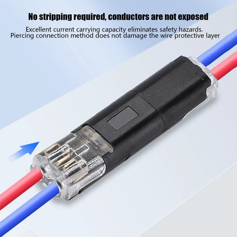 No Tools Needed Wire Connectors For Quick Splices 50 Piece Flame Retardant Electrical Connectors Pack showing splice connector with wires