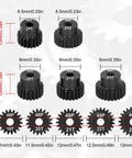 OGRC 48DP Pinion Gear Set 19T 20T 21T 22T 23T One Eighth Inch Shaft Three Point One Seven Five Millimeter For Brushless RC Cars Durable Hardened Steel Gear Upgrade Hardened Steel Construction For Long Lasting Durability In High Speed RC Rigs. Front view of five gears with dimensions.