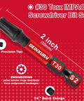 Impact Torx Screwdriver Bit Set Beefy 45 Piece Magnetic S2 Steel Driver Bits T10 Through T30 In Colorful Storage Box