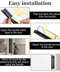 Image showing steps to install 40 Pack Peel And Stick Cabinet Handles With Double Sided Tape No Sweat Install Abs Plastic.