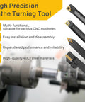 Pro Grade Indexable Lathe Turning Tool Kit With 21 Pieces Including 7 Tool Holders and 14 Carbide Inserts for Metalworking