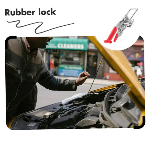Flexible T Handle Latches With Rubber Grip For Car Hood And Toolbox Secure Latch Kit Includes Hood Pins Hasps And Lock shown in use