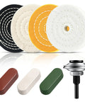 Pro Grade 4 Inch Metal Buffing And Polishing Kit For Drill With One Quarter Inch Adapter 12 Piece Set Wheels and Compounds