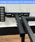 Close-up of adjustable headboard bracket for bed stability, featuring steel construction for securing frames, No More Floor Bounces Or Pesky Squeaks With These Adjustable Headboard Brackets And Universal Bed Foot Extenders For Steel Frames Quick Setup Twin Full Queen King Ready Solid Grip Guaranteed.