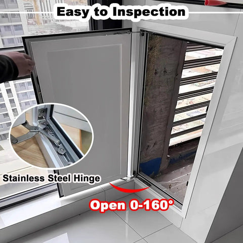 Lockable Drywall Access Panel White Inspection Service Hatch Top Shelf Aluminum Alloy Build Killer Security For Attics And Utility Openings Sleek Matte Finish No Sweat Install Sturdy Reliable Choice 22By56 Inch with stainless steel hinge.