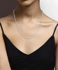 925 Sterling Silver Diamond Cut Braided Rope Chain Necklace 22 Inch Long Three Millimeter Thick worn on a black dress model