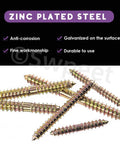 Straight Up Built Tough Double Ended Screws Assortment Kit Featuring Zinc Plated Hanger Bolts For Furniture And Woodworking Assembly In Six Handy M6 M8 Sizes, showing zinc plated steel screws.