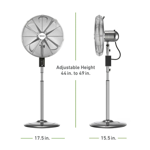 16 Inch Chrome Digital Metal Stand Fan With 3 Speed Settings, 75 Degree Oscillation, 20 Degree Head Tilt, Adjustable Height, Quiet Operation, And Remote Control For Home Office Bedroom Living Room