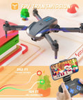 Foldable Mini Drone For Kid Friendly Fun With 1080P HD Camera And FPV Live Video hovering near remote display