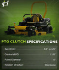Beefed Up PTO Clutch Billet Pulley GT3.5 Clutch With 20A PTO Switch 483957 for TigerCub and TurfTiger Lawn Mowers specifications chart
